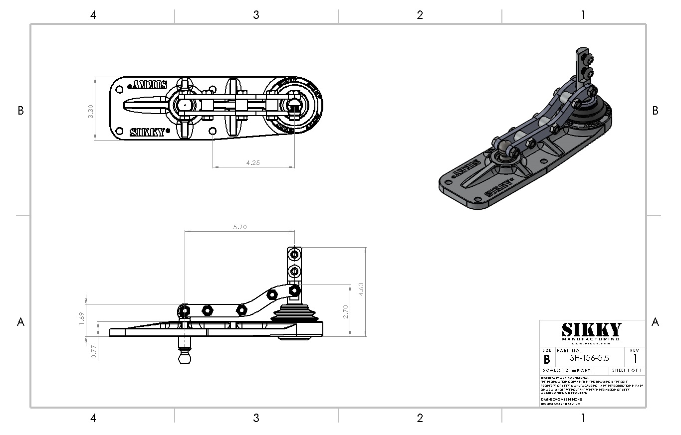 T56 Shifter Relocation Kit Made in USA SIKKY