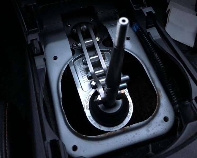 Close up of a Sikky Manufactruing relocation shifter installed